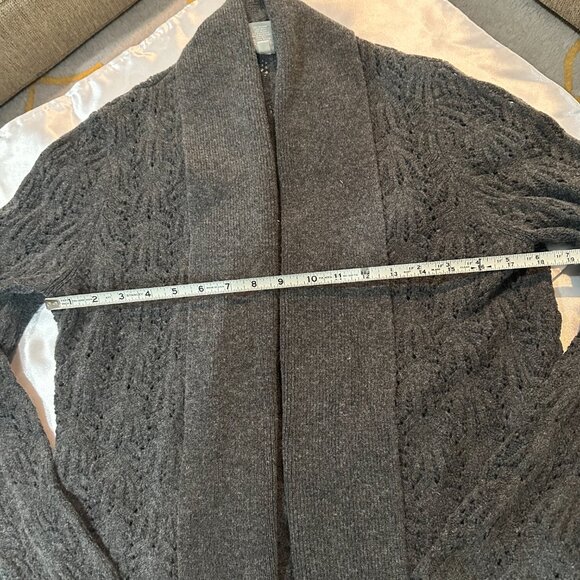 Ann Taylor Dark Grey Wool/Cashmere/ Blend Knit Shawl Collar Cardi, Size L - Picture 3 of 13